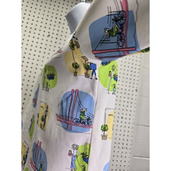 Christopher Banks White 3/4 Sleeve Top Poodles Out and About Womens Sz L - Picture 3 of 6